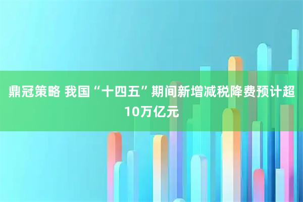 鼎冠策略 我国“十四五”期间新增减税降费预计超10万亿元