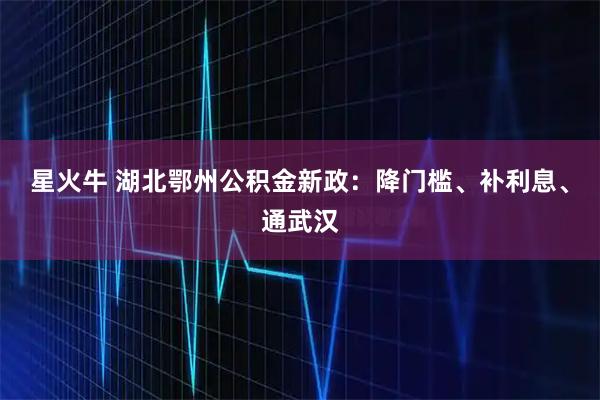 星火牛 湖北鄂州公积金新政：降门槛、补利息、通武汉